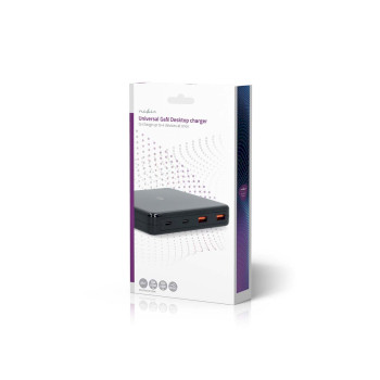 DCGPD65W100BK Bureaulader | 65 w | gan | 1.5 / 2.0 / 2.5 / 3.0 / 3.25 a | outputs: 4 | usb-a / usb-c™ | euro Verpakking foto