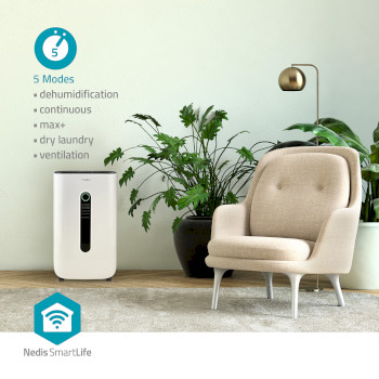 DEHU20WTW Smartlife luchtontvochtiger | wi-fi | 20 l/dag | ontvochtiging / continu / was drogen / ventilatie | Product foto