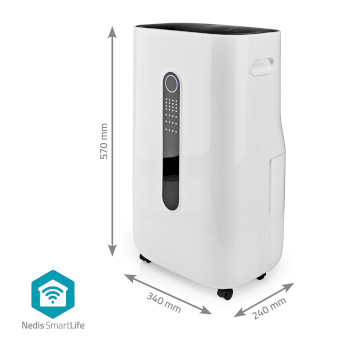 DEHU20WTW Smartlife luchtontvochtiger | wi-fi | 20 l/dag | ontvochtiging / continu / was drogen / ventilatie | Product foto