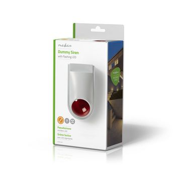 DUMSS10WT Dummy beveiligingsalarm | ip44 | batterij gevoed | buiten | rood / wit Verpakking foto