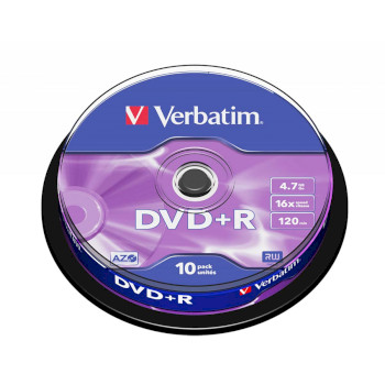 DVDVER00071B Dvd+r 16x 4.7gb 10 pack spindel mat zilver