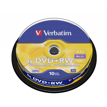DVDVER00073B Dvd+rw 4x 4.7gb 10 pack spindel mat zilver