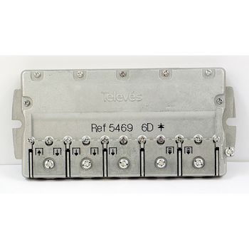 F3135439 Satelliet splitter f-connector 14 db / 5-2400 mhz - 6 uitgangen