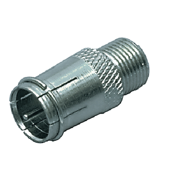 FC-027 Coax-adapter f f-male quick - f-connector female zilver