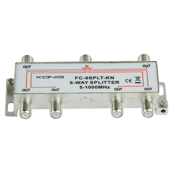 FC-6SPLT-KN Catv-splitter 10 db / 5-1000 mhz - 6 uitgangen