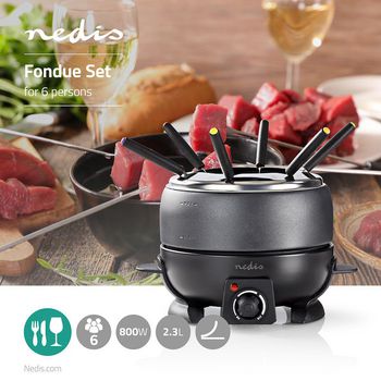 FCFO110EBK6 Fondueset | 6 personen | 2.3 l | regelbare temperatuur | 800 w | koelbestendige handgrepen | antisli Product foto