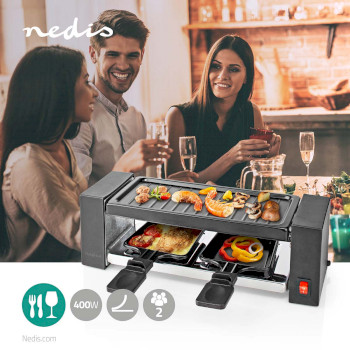 FCRA210FBK2 Gourmet / raclette | grill | 2 personen | spatel | anti-aanbak laag | rechthoek Product foto