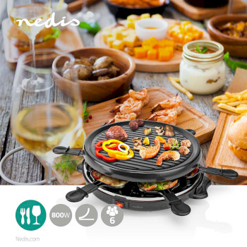 FCRA210FBK6 Gourmet / raclette | grill | 6 personen | spatel | anti-aanbak laag | rond Product foto