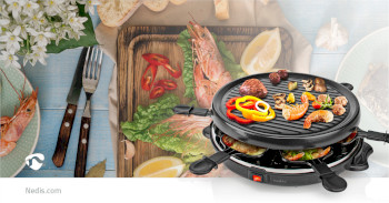 FCRA210FBK6 Gourmet / raclette | grill | 6 personen | spatel | anti-aanbak laag | rond Product foto