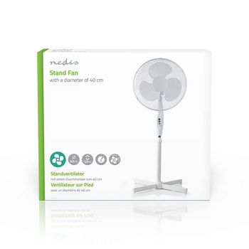 FNST10CWT40 Staande ventilator | diameter: 400 mm | 3 snelheden | zwenkfunctie | 45 w | verstelbare hoogte | wit Verpakking foto