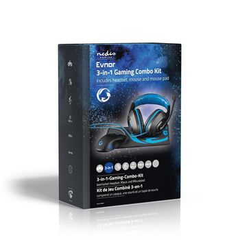 GCK31100BK Gaming combo kit | 3-in-1 | koptelefoon, muis en muismat | blauw / zwart Verpakking foto