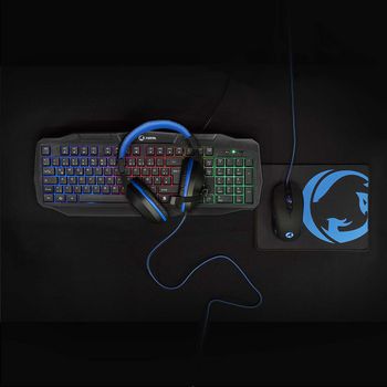 GCK41100BKDE Gaming combo kit | 4-in-1 | toetsenbord, koptelefoon, muis en muismat | blauw / zwart | qwertz | dui Product foto