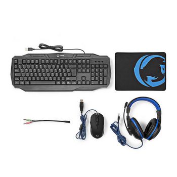 GCK41100BKDE Gaming combo kit | 4-in-1 | toetsenbord, koptelefoon, muis en muismat | blauw / zwart | qwertz | dui Inhoud verpakking foto