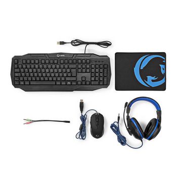 GCK41100BKES Gaming combo kit | 4-in-1 | toetsenbord, koptelefoon, muis en muismat | blauw / zwart | qwerty | spa Inhoud verpakking foto
