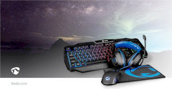 GCK41100BKFR Gaming combo kit | 4-in-1 | toetsenbord, koptelefoon, muis en muismat | blauw / zwart | azerty | fra Product foto
