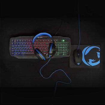 GCK41100BKIT Gaming combo kit | 4-in-1 | toetsenbord, koptelefoon, muis en muismat | blauw / zwart | qwerty | ita Product foto