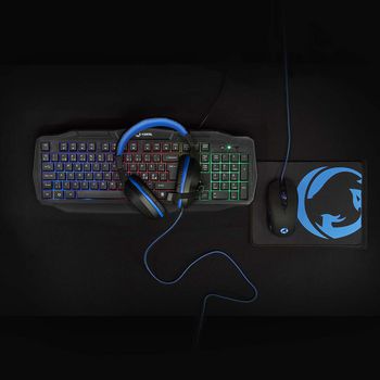 GCK41100BKND Gaming combo kit | 4-in-1 | toetsenbord, koptelefoon, muis en muismat | blauw / zwart | qwerty | sca Product foto