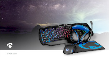 GCK41100BKUS Gaming combo kit | 4-in-1 | toetsenbord, koptelefoon, muis en muismat | blauw / zwart | qwerty | us  Product foto