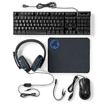 GCK51110BKFR Gaming combo kit | 5-in-1 | toetsenbord, koptelefoon, muis en muismat | zwart | azerty | frans Inhoud verpakking foto