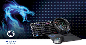 GCK51110BKFR Gaming combo kit | 5-in-1 | toetsenbord, koptelefoon, muis en muismat | zwart | azerty | frans Product foto