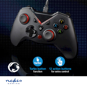 GGPD110BK Gamepad | usb type-a | usb gevoed | pc | aantal knoppen: 12 | kabellengte: 1.60 m | zwart Product foto