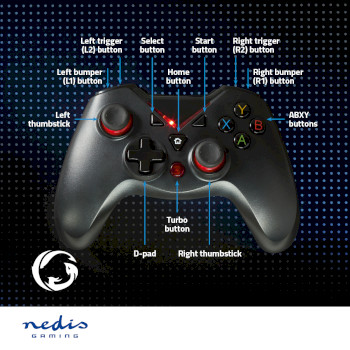 GGPD110BK Gamepad | usb type-a | usb gevoed | pc | aantal knoppen: 12 | kabellengte: 1.60 m | zwart Product foto