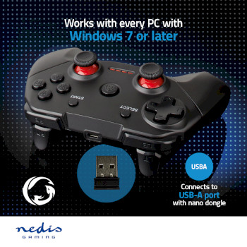 GGPDW110BK Gamepad | draadloos | batterij gevoed | pc | aantal knoppen: 11 | kabellengte: 1.00 m | zwart Product foto