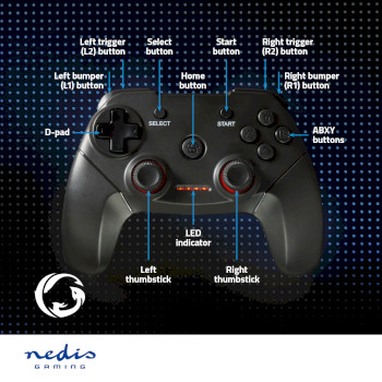 GGPDW110BK Gamepad | draadloos | batterij gevoed | pc | aantal knoppen: 11 | kabellengte: 1.00 m | zwart Product foto