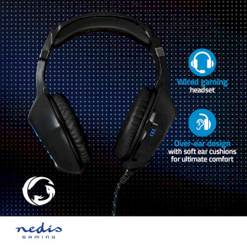 GHST250BK Gaming headset | over-ear | stereo | usb type-a / 2x 3.5 mm | inklapbare microfoon | 2.20 m | led Product foto