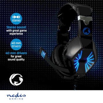 GHST250BK Gaming headset | over-ear | stereo | usb type-a / 2x 3.5 mm | inklapbare microfoon | 2.20 m | led Product foto