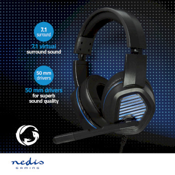 GHST410BK Gaming headset | over-ear | surround | usb type-a | inklapbare microfoon | 2.10 m | led Product foto