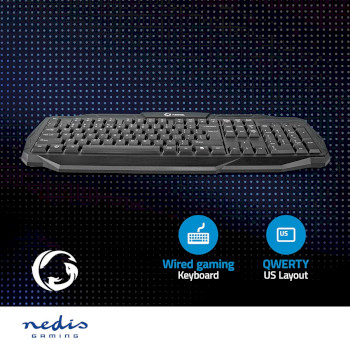 GKBD100BKUS Bedraad gaming toetsenbord | usb 2.0 | membrane toetsen | led | us internationaal | us internationaa Product foto