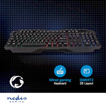 GKBD110BKDE Bedraad gaming toetsenbord | usb type-a | membrane toetsen | led | qwertz | duits | usb gevoed | len Product foto