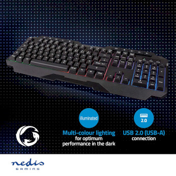 GKBD110BKDE Bedraad gaming toetsenbord | usb type-a | membrane toetsen | led | qwertz | duits | usb gevoed | len Product foto