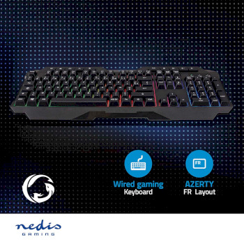 GKBD110BKFR Bedraad gaming toetsenbord | usb type-a | membrane toetsen | led | azerty | frans | usb gevoed | len Product foto