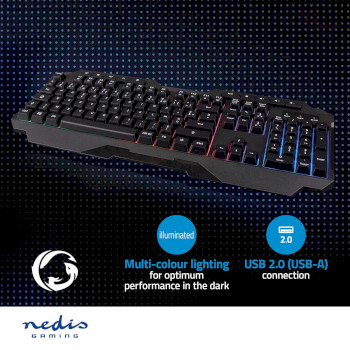 GKBD110BKFR Bedraad gaming toetsenbord | usb type-a | membrane toetsen | led | azerty | frans | usb gevoed | len Product foto