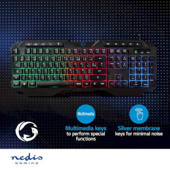 GKBD110BKFR Bedraad gaming toetsenbord | usb type-a | membrane toetsen | led | azerty | frans | usb gevoed | len Product foto