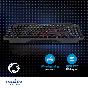 GKBD110BKND Bedraad gaming toetsenbord | usb type-a | membrane toetsen | led | qwerty | scandinavisch | usb gevo Product foto