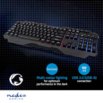 GKBD110BKND Bedraad gaming toetsenbord | usb type-a | membrane toetsen | led | qwerty | scandinavisch | usb gevo Product foto