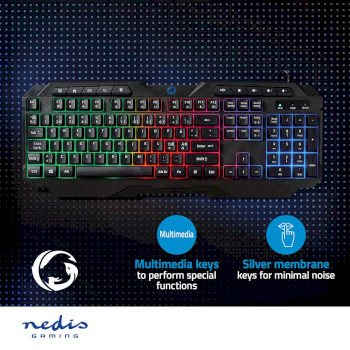 GKBD110BKND Bedraad gaming toetsenbord | usb type-a | membrane toetsen | led | qwerty | scandinavisch | usb gevo Product foto