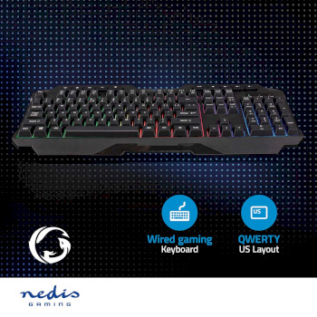 GKBD110BKUS Bedraad gaming toetsenbord | usb type-a | membrane toetsen | led | qwerty | us internationaal | usb  Product foto