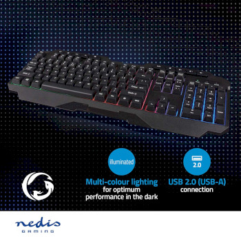 GKBD110BKUS Bedraad gaming toetsenbord | usb type-a | membrane toetsen | led | qwerty | us internationaal | usb  Product foto