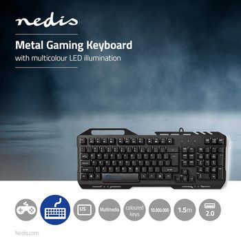 GKBD200BKUS Bedraad gaming toetsenbord | usb 2.0 | membrane toetsen | led | us internationaal | us internationaa Product foto