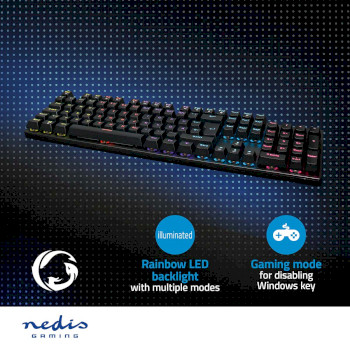 GKBDM110BKDE Bedraad gaming toetsenbord | usb type-a | mechanische toetsen | led | qwertz | duits | usb gevoed |  Product foto
