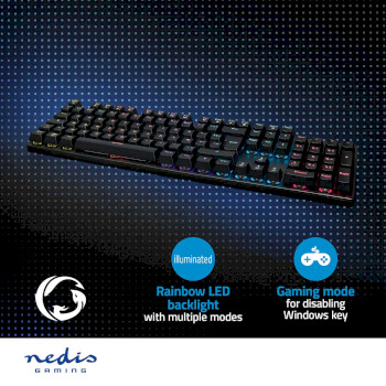 GKBDM110BKFR Bedraad gaming toetsenbord | usb type-a | mechanische toetsen | led | azerty | frans | usb gevoed |  Product foto