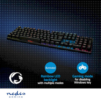 GKBDM110BKND Bedraad gaming toetsenbord | usb type-a | mechanische toetsen | led | qwerty | scandinavisch | usb g Product foto