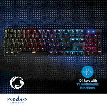 GKBDM110BKND Bedraad gaming toetsenbord | usb type-a | mechanische toetsen | led | qwerty | scandinavisch | usb g Product foto