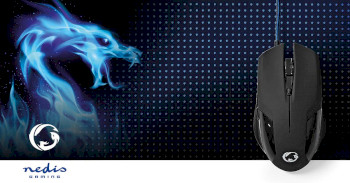 GMWD110BK Gaming muis | bedraad | 1200 / 2400 / 4800 / 7200 dpi | instelbare dpi | aantal knoppen: 6 | program Product foto