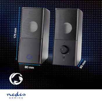 GSPR10020BK Gaming speaker | speaker-kanalen: 2.0 | usb gevoed | 3,5 mm male | 18 w | zonder verlichting | volum Product foto