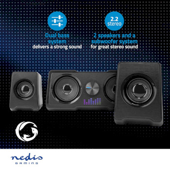 GSPR21022BK Gaming speaker | speaker-kanalen: 2.2 | usb gevoed | 3,5 mm male | 48 w | led | volumebediening Product foto